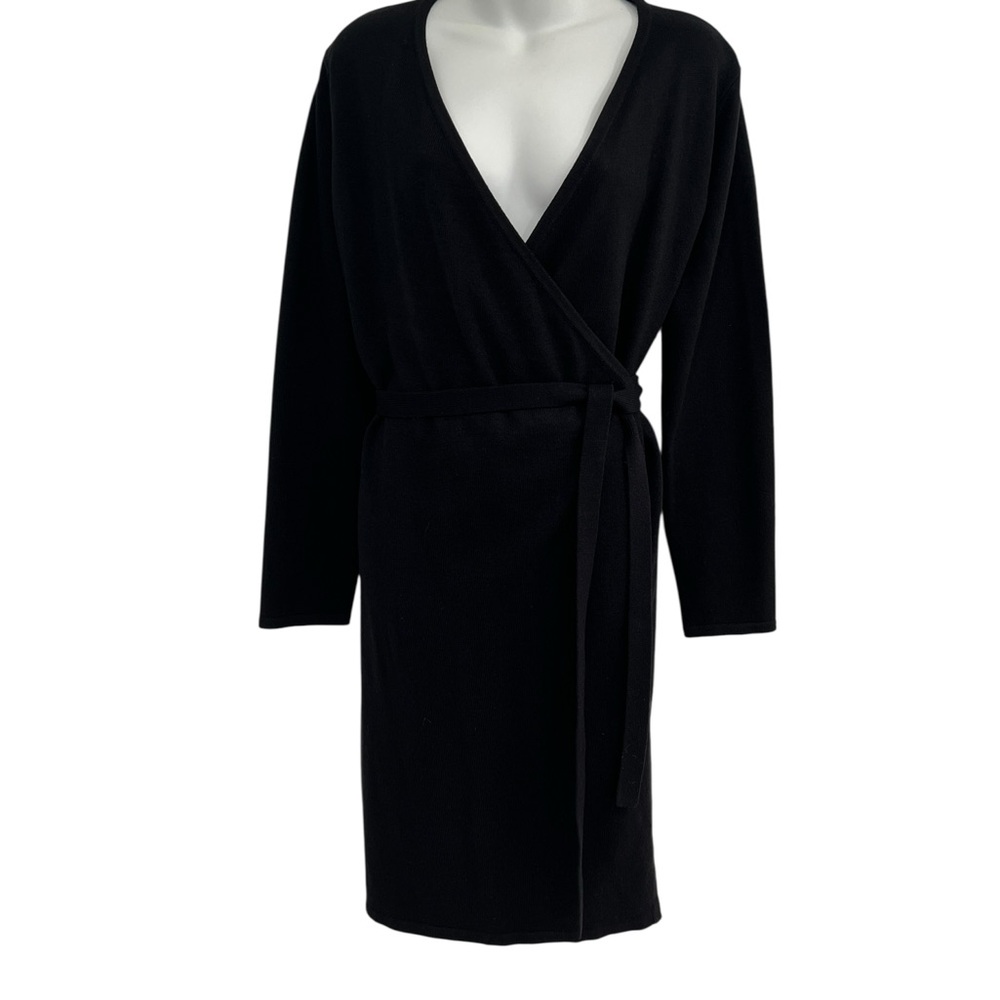 Elegant Black Knit Wrap Dress in Size Small - Picture 12 of 12